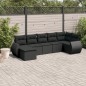 vidaXL Set de comedor de jardín 7 pzas y cojines ratán sintético negro
