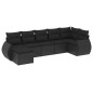 vidaXL Set de comedor de jardín 7 pzas y cojines ratán sintético negro