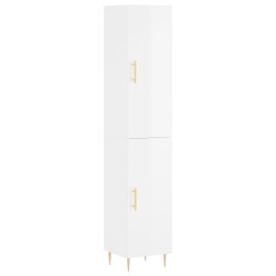 vidaXL Aparador alto madera contrachapada blanco brillo 34,5x34x180 cm