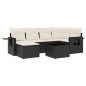 vidaXL Set de comedor de jardín 7 pzas y cojines ratán sintético negro