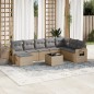 vidaXL Set de sofás de jardín 9 pzas con cojines ratán sintético beige vidaXL Set de sofás de jardín 9 pzas con cojines ratán sintético beige