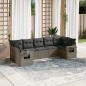 vidaXL Set de sofás de jardín 7 piezas con cojines ratán PE gris vidaXL Set de sofás de jardín 7 piezas con cojines ratán PE gris