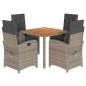 vidaXL Set comedor de jardín 5 piezas con cojines ratán sintético gris vidaXL Set comedor de jardín 5 piezas con cojines ratán sintético gris