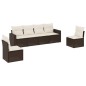 vidaXL Set sofás de jardín 6 piezas y cojines ratán sintético marrón vidaXL Set sofás de jardín 6 piezas y cojines ratán sintético marrón