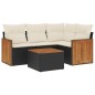 vidaXL Set de muebles de jardín 5 pzas y cojines ratán sintético negro vidaXL Set de muebles de jardín 5 pzas y cojines ratán sintético negro