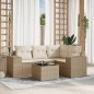 vidaXL Juego de sofás jardín con cojines 5 pzas ratán sintético beige vidaXL Juego de sofás jardín con cojines 5 pzas ratán sintético beige