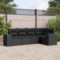 vidaXL Set de muebles de jardín 5 pzas y cojines ratán sintético negro vidaXL Set de muebles de jardín 5 pzas y cojines ratán sintético negro