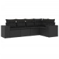 vidaXL Set de muebles de jardín 5 pzas y cojines ratán sintético negro vidaXL Set de muebles de jardín 5 pzas y cojines ratán sintético negro