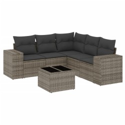 vidaXL Set de muebles de jardín 6 pzas y cojines ratán sintético gris