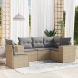 vidaXL Juego de sofás jardín con cojines 5 pzas ratán sintético beige vidaXL Juego de sofás jardín con cojines 5 pzas ratán sintético beige