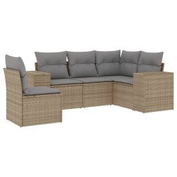 vidaXL Juego de sofás jardín con cojines 5 pzas ratán sintético beige