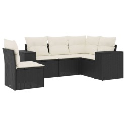 vidaXL Set de muebles de jardín 5 pzas y cojines ratán sintético negro