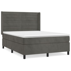 vidaXL Cama box spring con colchón terciopelo gris oscuro 140x190 cm