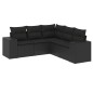 vidaXL Set de muebles de jardín 5 pzas y cojines ratán sintético negro