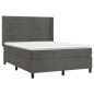 vidaXL Cama box spring con colchón terciopelo gris oscuro 140x190 cm vidaXL Cama box spring con colchón terciopelo gris oscuro 140x190 cm