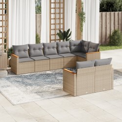 vidaXL Juego de sofás de jardín con cojines beige 8 pzas ratán PE
