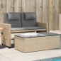 vidaXL Sillón reclinable de jardín con cojines ratán sintético beige vidaXL Sillón reclinable de jardín con cojines ratán sintético beige