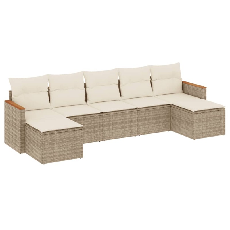 vidaXL Set sofás de jardín 7 piezas y cojines ratán sintético beige vidaXL Set sofás de jardín 7 piezas y cojines ratán sintético beige