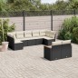 vidaXL Set de sofás de jardín 8 piezas y cojines ratán sintético negro vidaXL Set de sofás de jardín 8 piezas y cojines ratán sintético negro