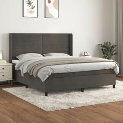 vidaXL Cama box spring con colchón terciopelo gris oscuro 160x200 cm