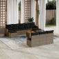 vidaXL Set de sofás de jardín 11 pzas y cojines ratán sintético gris