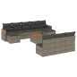 vidaXL Set de sofás de jardín 11 pzas y cojines ratán sintético gris