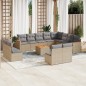 vidaXL Set sofás de jardín con cojines 13 pzas ratán sintético beige vidaXL Set sofás de jardín con cojines 13 pzas ratán sintético beige