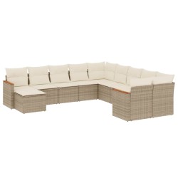 vidaXL Set de sofás de jardín 11pzas con cojines ratán sintético beige