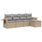 vidaXL Juego de sofás jardín con cojines 5 pzas ratán sintético beige vidaXL Juego de sofás jardín con cojines 5 pzas ratán sintético beige