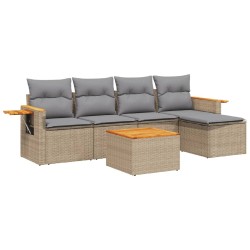 vidaXL Juego de sofás jardín con cojines 6 pzas ratán sintético beige