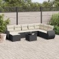 vidaXL Set de sofás de jardín 8 piezas y cojines ratán sintético negro vidaXL Set de sofás de jardín 8 piezas y cojines ratán sintético negro