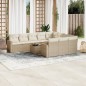 vidaXL Set de sofás de jardín 11pzas con cojines ratán sintético beige vidaXL Set de sofás de jardín 11pzas con cojines ratán sintético beige
