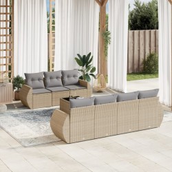 vidaXL Juego de sofás de jardín con cojines beige 8 pzas ratán PE