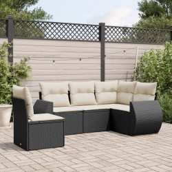 vidaXL Set de muebles de jardín 5 pzas y cojines ratán sintético negro