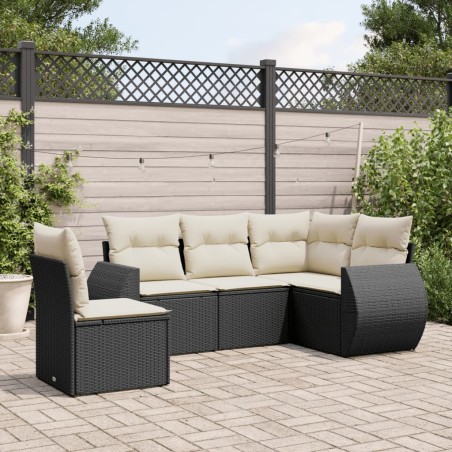 vidaXL Set de muebles de jardín 5 pzas y cojines ratán sintético negro