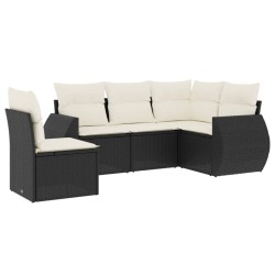 vidaXL Set de muebles de jardín 5 pzas y cojines ratán sintético negro