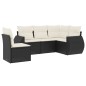 vidaXL Set de muebles de jardín 5 pzas y cojines ratán sintético negro vidaXL Set de muebles de jardín 5 pzas y cojines ratán sintético negro