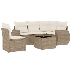 vidaXL Juego de sofás jardín con cojines 6 pzas ratán sintético beige