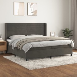 vidaXL Cama box spring con colchón terciopelo gris oscuro 200x200 cm