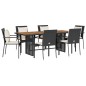 vidaXL Set de comedor de jardín 7 pzas y cojines ratán sintético negro vidaXL Set de comedor de jardín 7 pzas y cojines ratán sintético negro