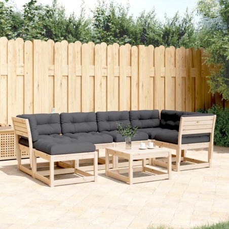 vidaXL Juego de sofás de jardín 6 pzas con cojines madera maciza pino