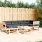 vidaXL Juego de sofás de jardín 6 pzas con cojines madera maciza pino vidaXL Juego de sofás de jardín 6 pzas con cojines madera maciza pino
