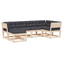 vidaXL Juego de sofás de jardín 6 pzas con cojines madera maciza pino