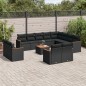vidaXL Set de sofás de jardín y cojines 13 pzas ratán sintético negro vidaXL Set de sofás de jardín y cojines 13 pzas ratán sintético negro