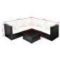 vidaXL Set de muebles de jardín 4 pzas y cojines ratán sintético negro