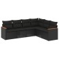 vidaXL Set de sofás de jardín 6 piezas y cojines ratán sintético negro vidaXL Set de sofás de jardín 6 piezas y cojines ratán sintético negro