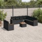 vidaXL Set de sofás de jardín 10 pzas cojines ratán sintético negro vidaXL Set de sofás de jardín 10 pzas cojines ratán sintético negro