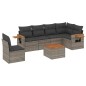 vidaXL Set de sofás de jardín 7 piezas con cojines ratán PE gris vidaXL Set de sofás de jardín 7 piezas con cojines ratán PE gris