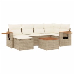 vidaXL Set sofás de jardín 7 piezas y cojines ratán sintético beige