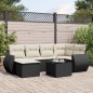 vidaXL Set de comedor de jardín 7 pzas y cojines ratán sintético negro vidaXL Set de comedor de jardín 7 pzas y cojines ratán sintético negro